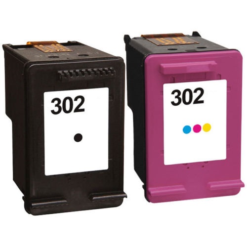 Remanufactured HP 302 Black (F6U66AE) & 302 Colour (F6U65AE) Ink Cartridges High Capacity